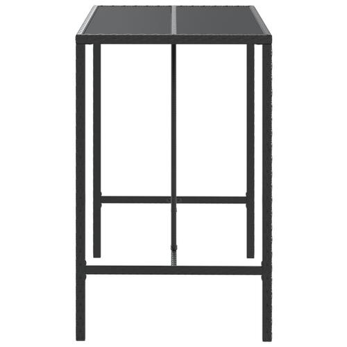 Barbord med glasplade 110x70x110 cm polyrattan sort