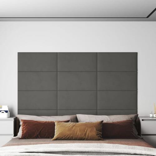 Vægpaneler 12 stk. 60x30 cm 2,16 m² fløjl mørkegrå