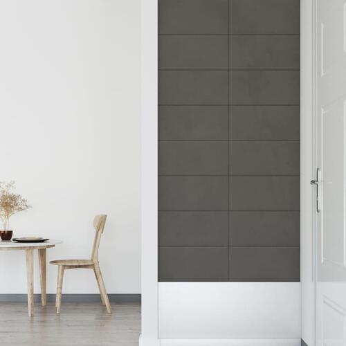 Vægpaneler 12 stk. 60x30 cm 2,16 m² fløjl mørkegrå