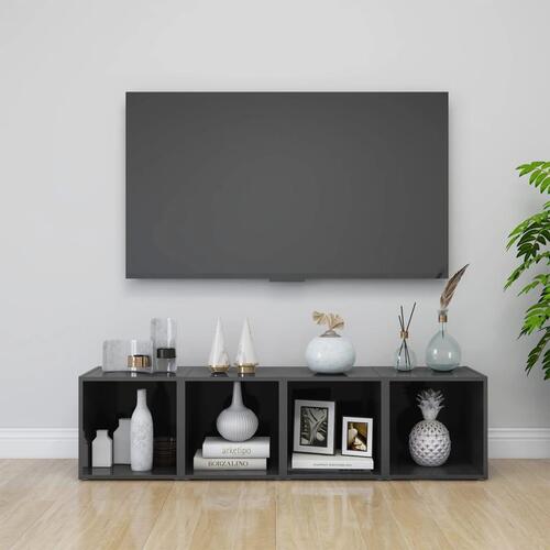 Tv-bord 37x35x37 cm konstrueret træ grå højglans