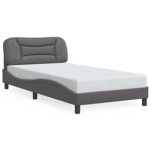 Sengeramme med LED-lys 100x200 cm kunstlæder grå