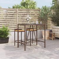 Barbord med glasplade 110x70x110 cm polyrattan brun