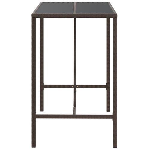 Barbord med glasplade 110x70x110 cm polyrattan brun