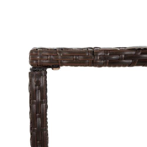 Barbord med glasplade 110x70x110 cm polyrattan brun