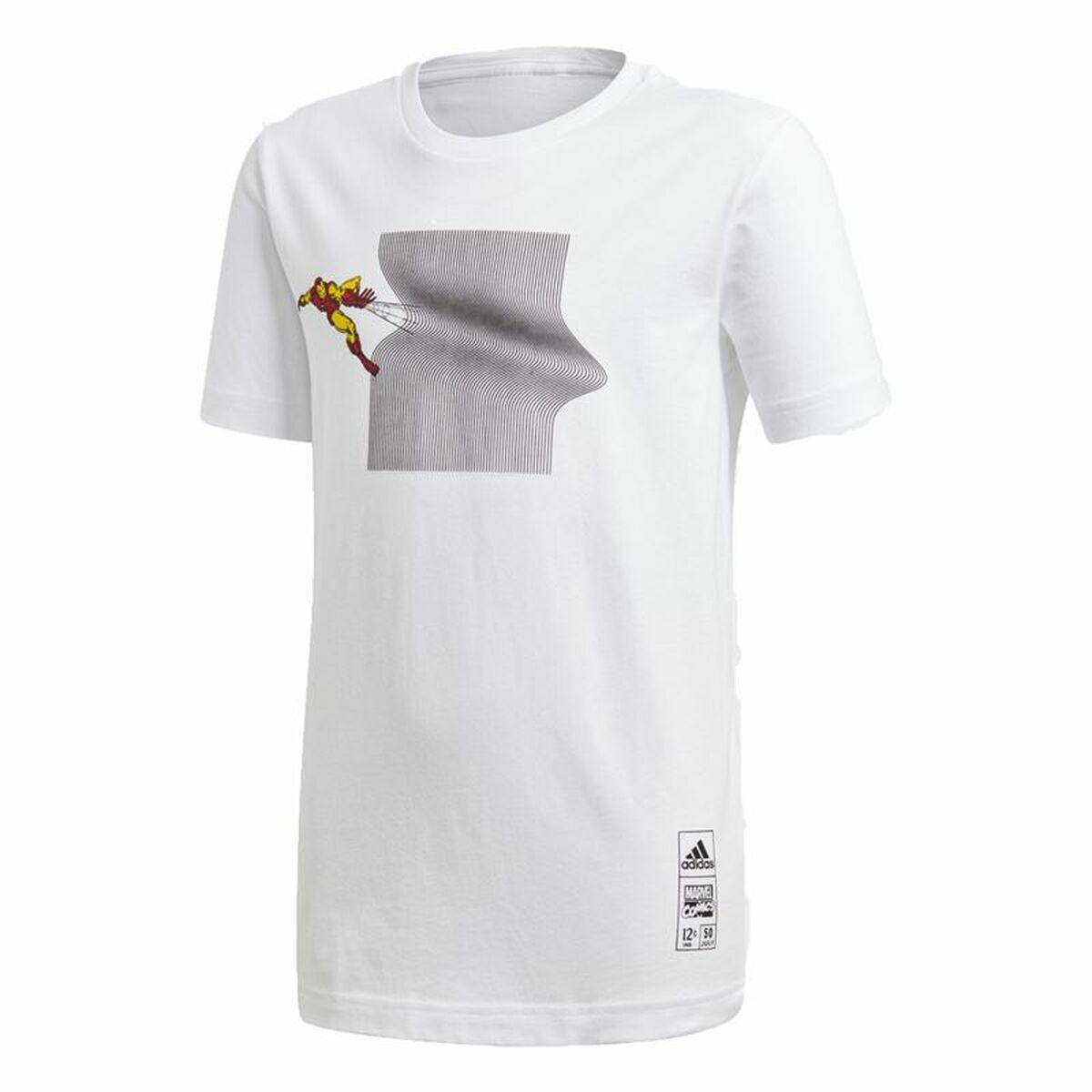 Børne Kortærmet T-shirt Adidas Iron Man Graphic Hvid 5-6 år