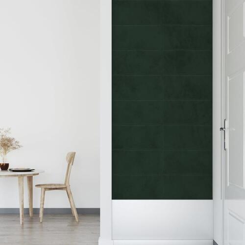 Vægpaneler 12 stk. 60x30 cm 2,16 m² fløjl mørkegrøn