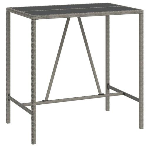 Barbord med glasplade 110x70x110 cm polyrattan grå