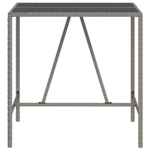 Barbord med glasplade 110x70x110 cm polyrattan grå