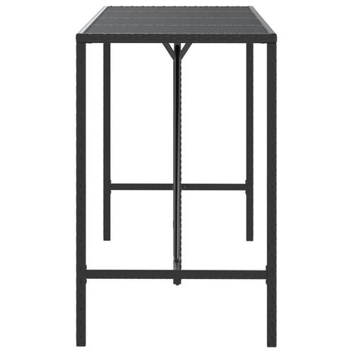 Barbord med glasplade 180x70x110 cm polyrattan sort