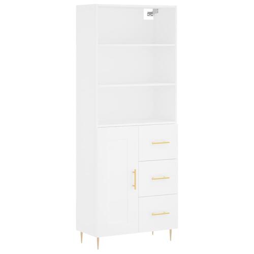 Højskab 69,5x34x180 cm konstrueret træ hvid