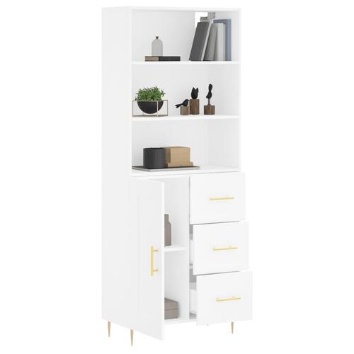 Højskab 69,5x34x180 cm konstrueret træ hvid