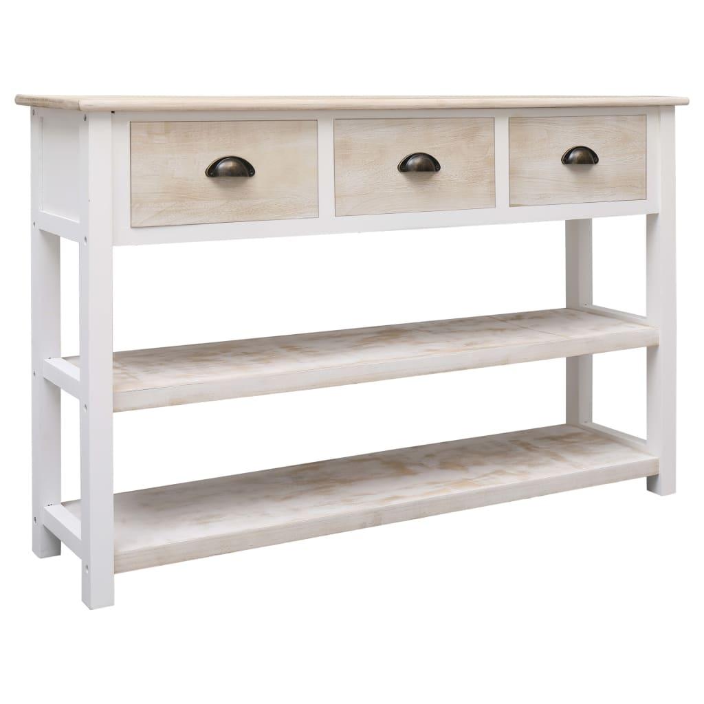 Konsolbord 115x30x76 cm træ naturfarvet og hvid