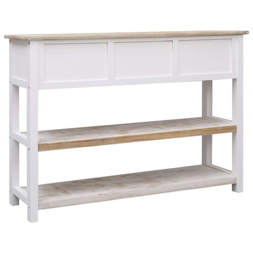 Konsolbord 115x30x76 cm træ naturfarvet og hvid