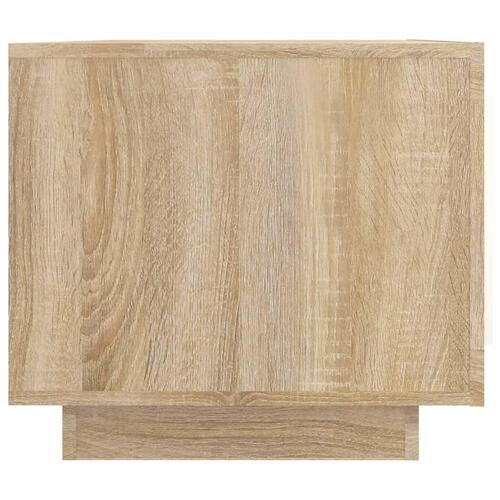 Sofabord 102x50x45 cm konstrueret træ hvid og sonoma-eg