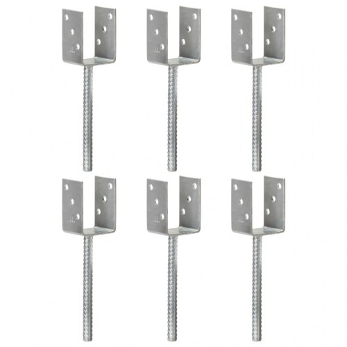 Hegnspløkker 6 stk. - 7×6×30 cm varmgalvaniseret stål, sølvfarvet