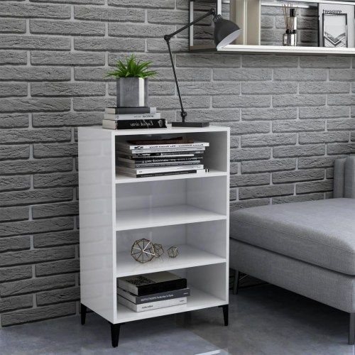 Skænk 57x35x90 cm konstrueret træ hvid højglans