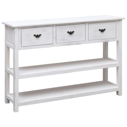 Konsolbord 115x30x76 cm træ antik hvid
