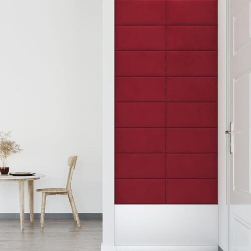 Vægpaneler 12 stk. 60x30 cm 2,16 m² fløjl vinrød