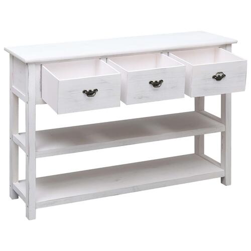 Konsolbord 115x30x76 cm træ antik hvid