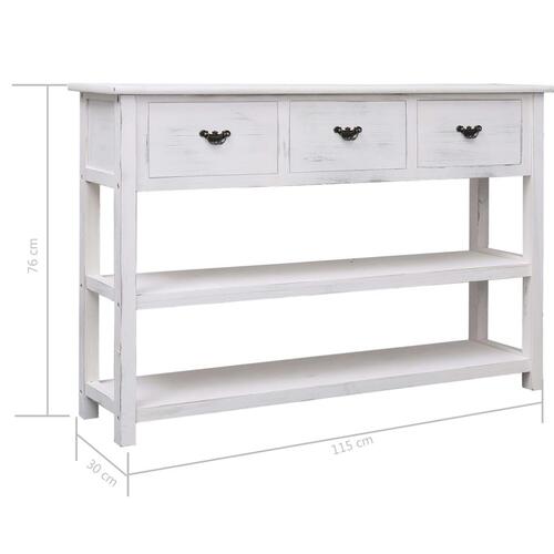 Konsolbord 115x30x76 cm træ antik hvid