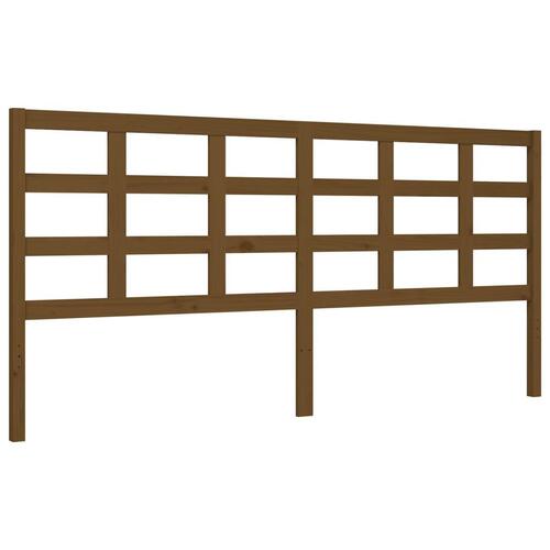 Sengeramme med sengegavl 200x200 cm massivt træ gyldenbrun