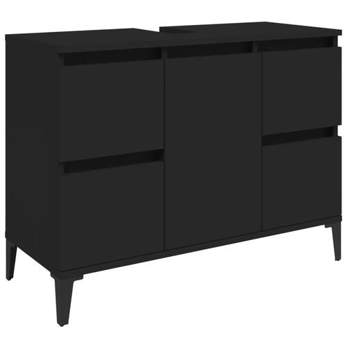 Underskab til håndvask 80x33x60 cm konstrueret træ sort