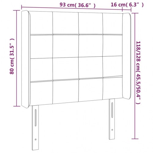 Sengegavl med kanter 93 x 16 x 118/128 cm - mørkeblå