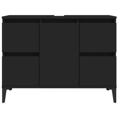 Underskab til håndvask 80x33x60 cm konstrueret træ sort