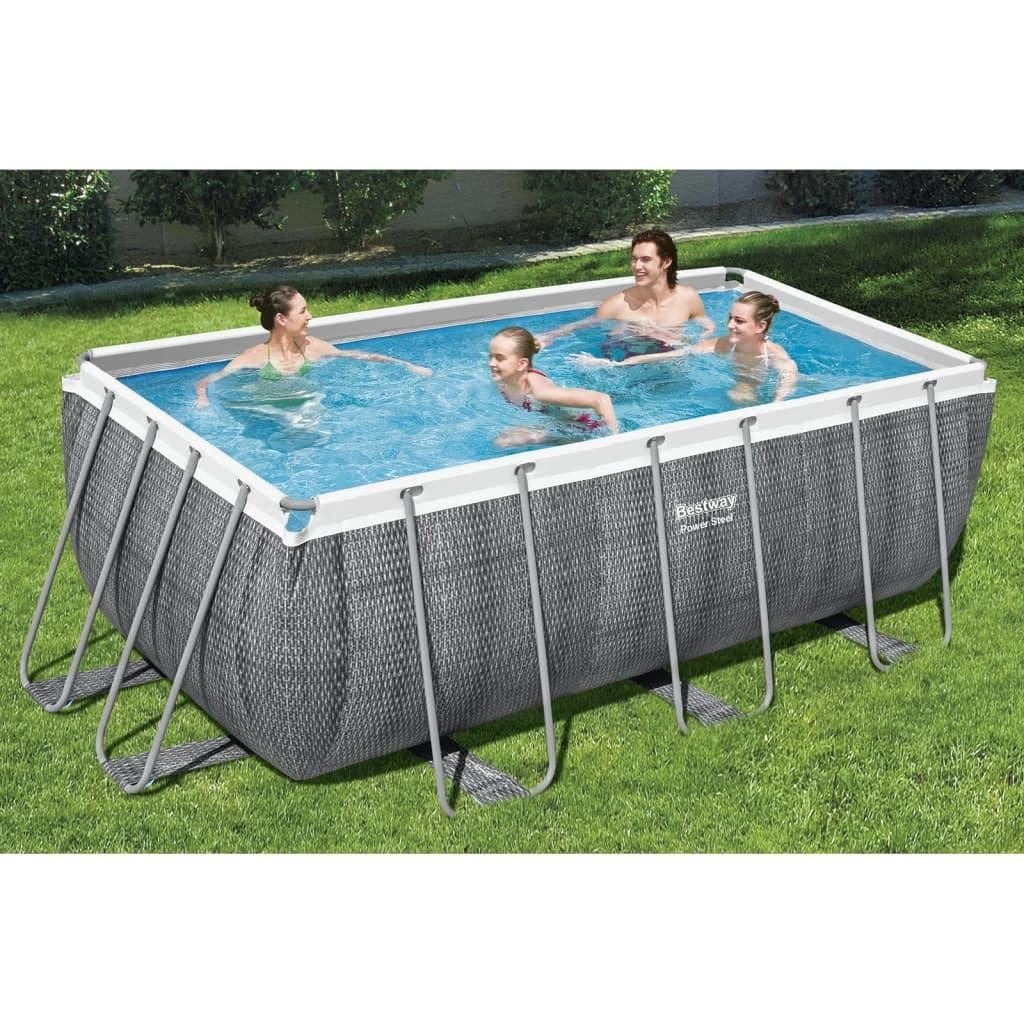 Bestway Power Steel swimmingpoolsæt rektangulær 412x201x122 cm billede