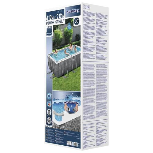 Bestway Power Steel swimmingpoolsæt rektangulær 412x201x122 cm