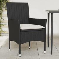 Havestole med hynder 2 stk. polyrattan sort