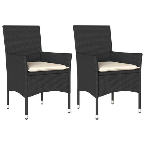 Havestole med hynder 2 stk. polyrattan sort