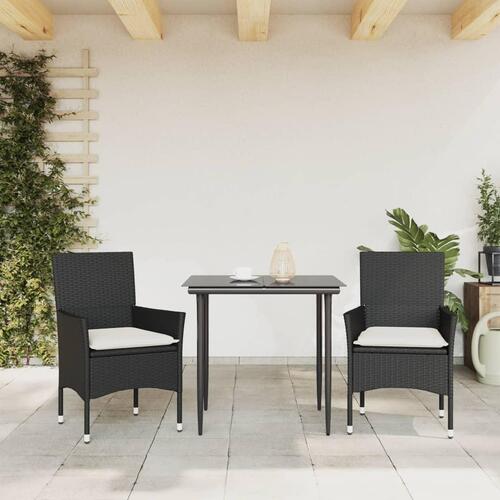 Havestole med hynder 2 stk. polyrattan sort