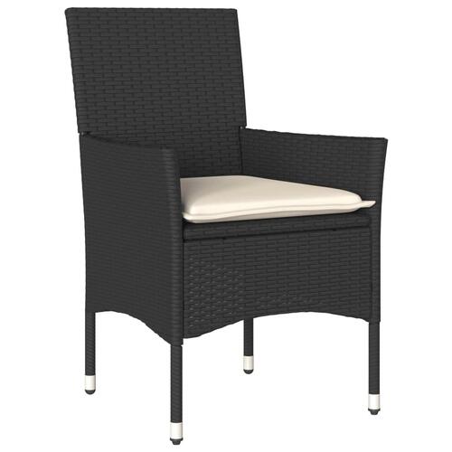 Havestole med hynder 2 stk. polyrattan sort
