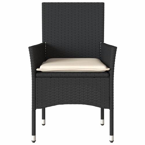 Havestole med hynder 2 stk. polyrattan sort
