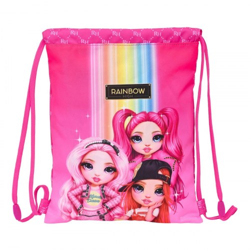 Skoletaske snørelukning Rainbow High - fuchsia 26 × 34 × 1 cm