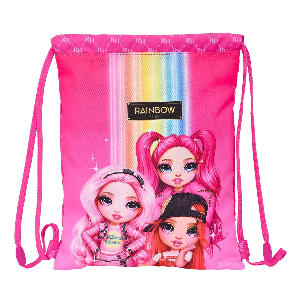 Skoletaske snørelukning Rainbow High - fuchsia 26 × 34 × 1 cm