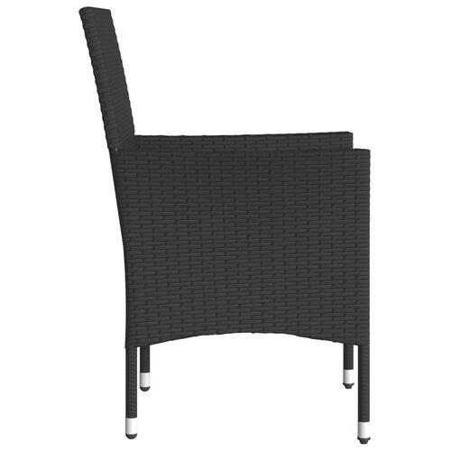 Havestole med hynder 2 stk. polyrattan sort