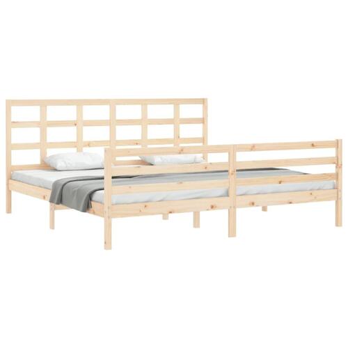 Sengeramme med sengegavl 200x200 cm massivt træ