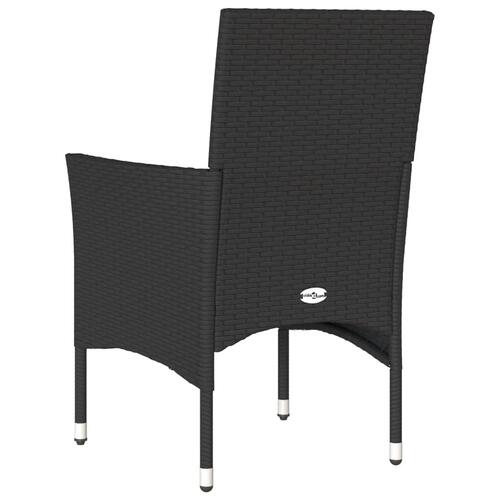 Havestole med hynder 2 stk. polyrattan sort