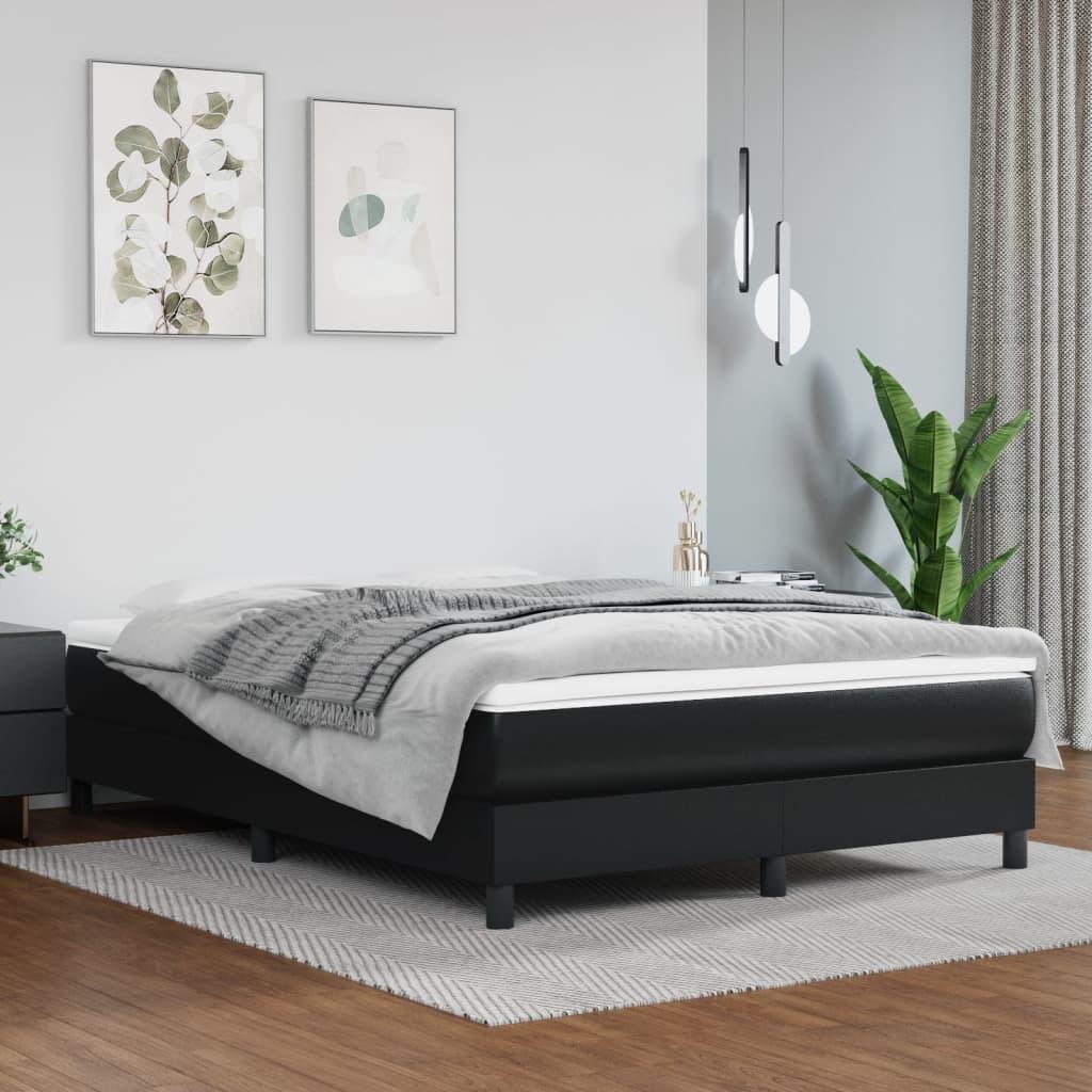 Kontinentalseng med madras 140x190 cm kunstlæder sort
