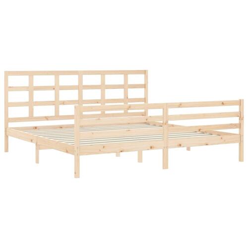 Sengeramme med sengegavl 200x200 cm massivt træ