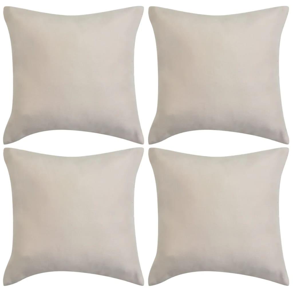 Pudebetræk 4 stk. 80x80 cm polyester imiteret ruskind beige