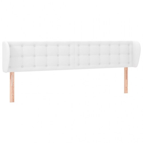 Sengegavl med kanter i kunstlæder 183 x 23 x 78/88 cm - hvid