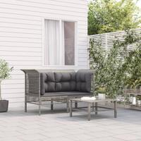 Hjørnemoduler til havesofa 2 stk. med hynder polyrattan grå