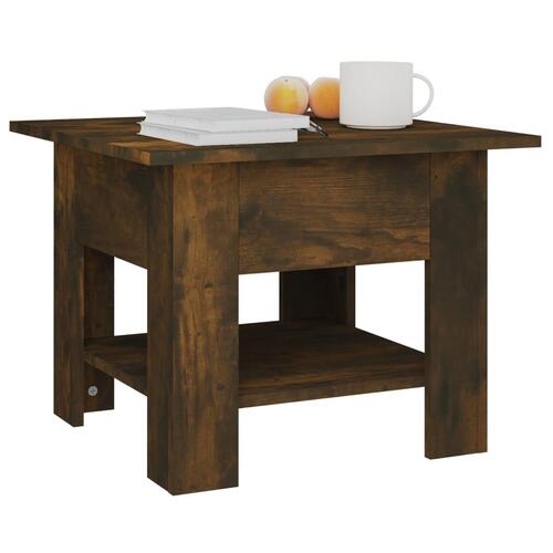 Sofabord 55x55x42 cm konstrueret træ røget egetræsfarve