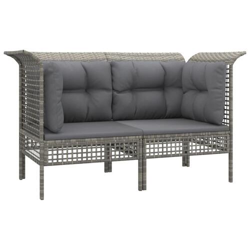 Hjørnemoduler til havesofa 2 stk. med hynder polyrattan grå