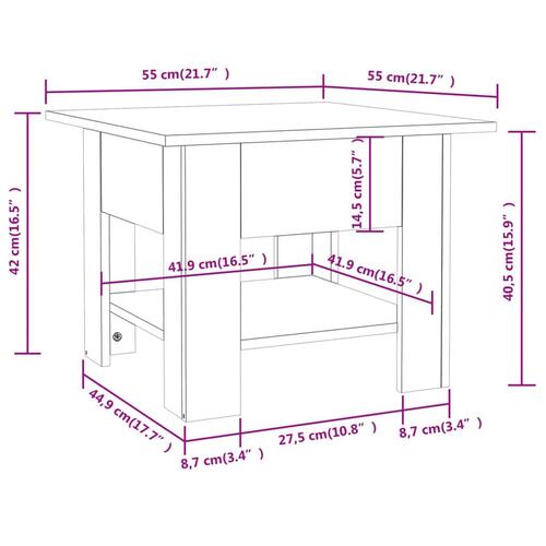 Sofabord 55x55x42 cm konstrueret træ røget egetræsfarve