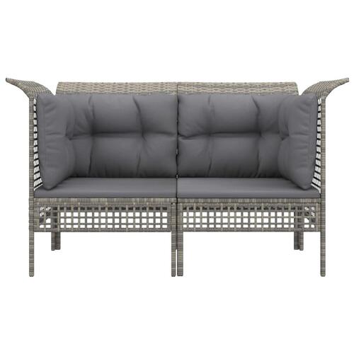 Hjørnemoduler til havesofa 2 stk. med hynder polyrattan grå