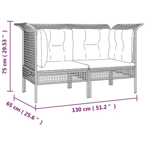 Hjørnemoduler til havesofa 2 stk. med hynder polyrattan grå